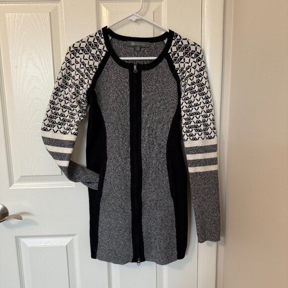 Title Nine Assassin Full-Zip Tunic Sweater‎ Dress Black & Gray Women's Small - Picture 3 of 8